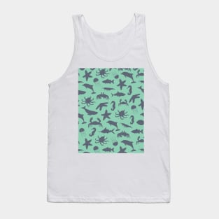 Underwater silhouette animals world Tank Top